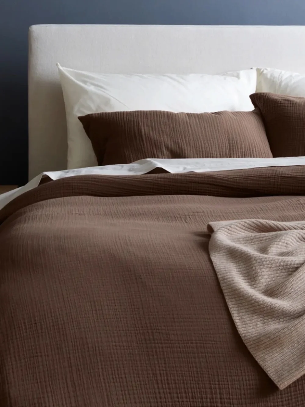 New Organic Cotton Gauze Sham Set King brown chocolate